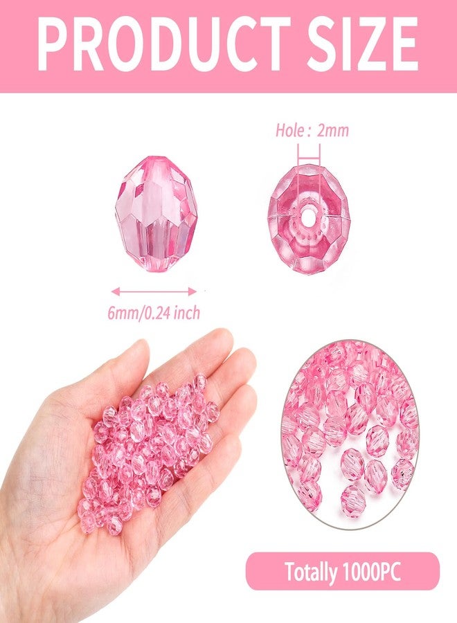 BONNY BOXX 1000pcs 6mm Acrylic Faceted Round Crystal Beads Transparent Pink Loose Spacer Craft Beads for DIY Bracelet Necklace Earring Keychain Jewelry Making Bags Decoration - Image 3